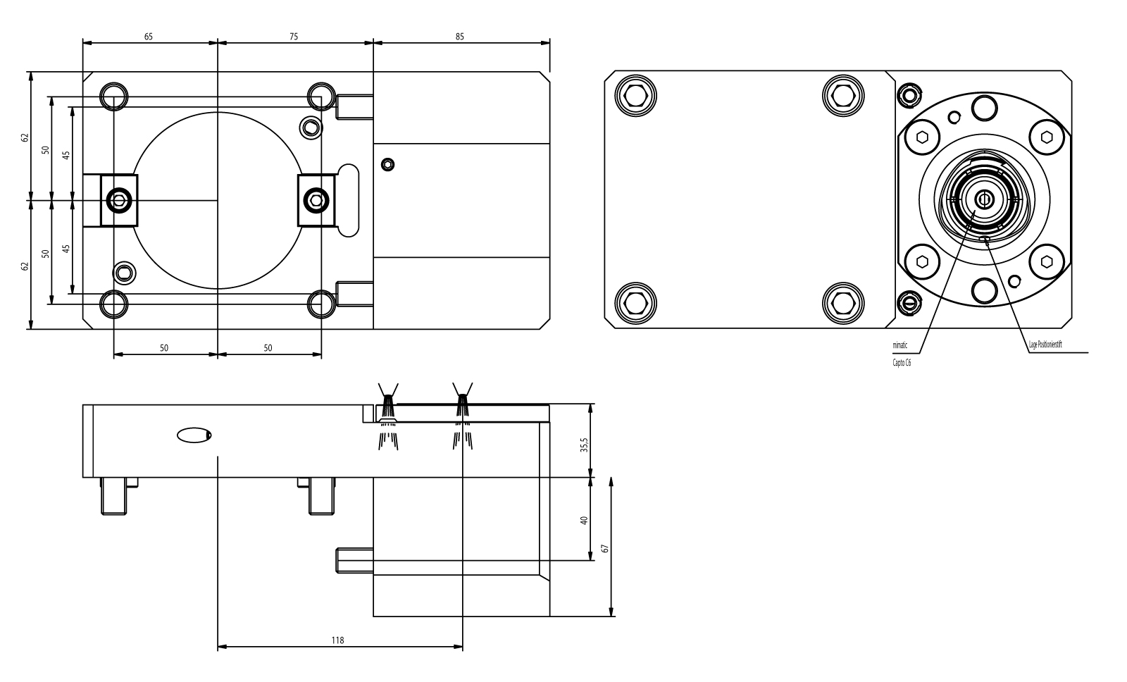 Statisches Werkzeug BMT85 DrehLängsaufnahme Statisches Werkzeug BMT85 DrehLängsaufnahme