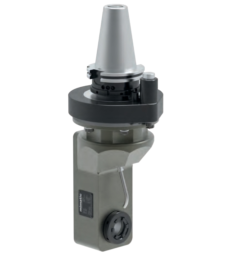 Winkelkopf 90°, zurückversetzt, schmale Bauform, SK50, Drehmomentabstützung nach ISO9524